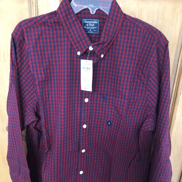Abercrombie & Fitch Red and Navy Check Shirt NWT - Picture 7 of 8